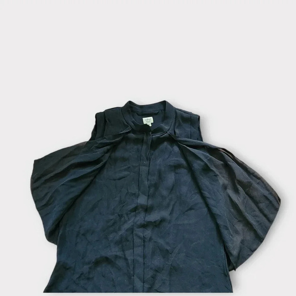 Wilfred Silk Sleeveless Blouse Size XXS Black Sheer Minimalist Button Up - Picture 5 of 9
